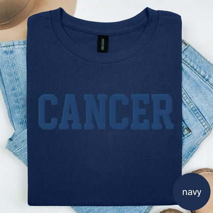 NAVY Cancer Zodiac Puff Print Sweatshirt T-shirt Hoodie Birthday Astrology Top
