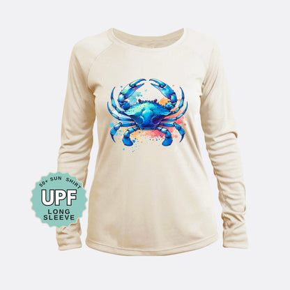 Beach Crab Sun Shirt: UPF 50+ Moisture Wicking Long Sleeve Tee