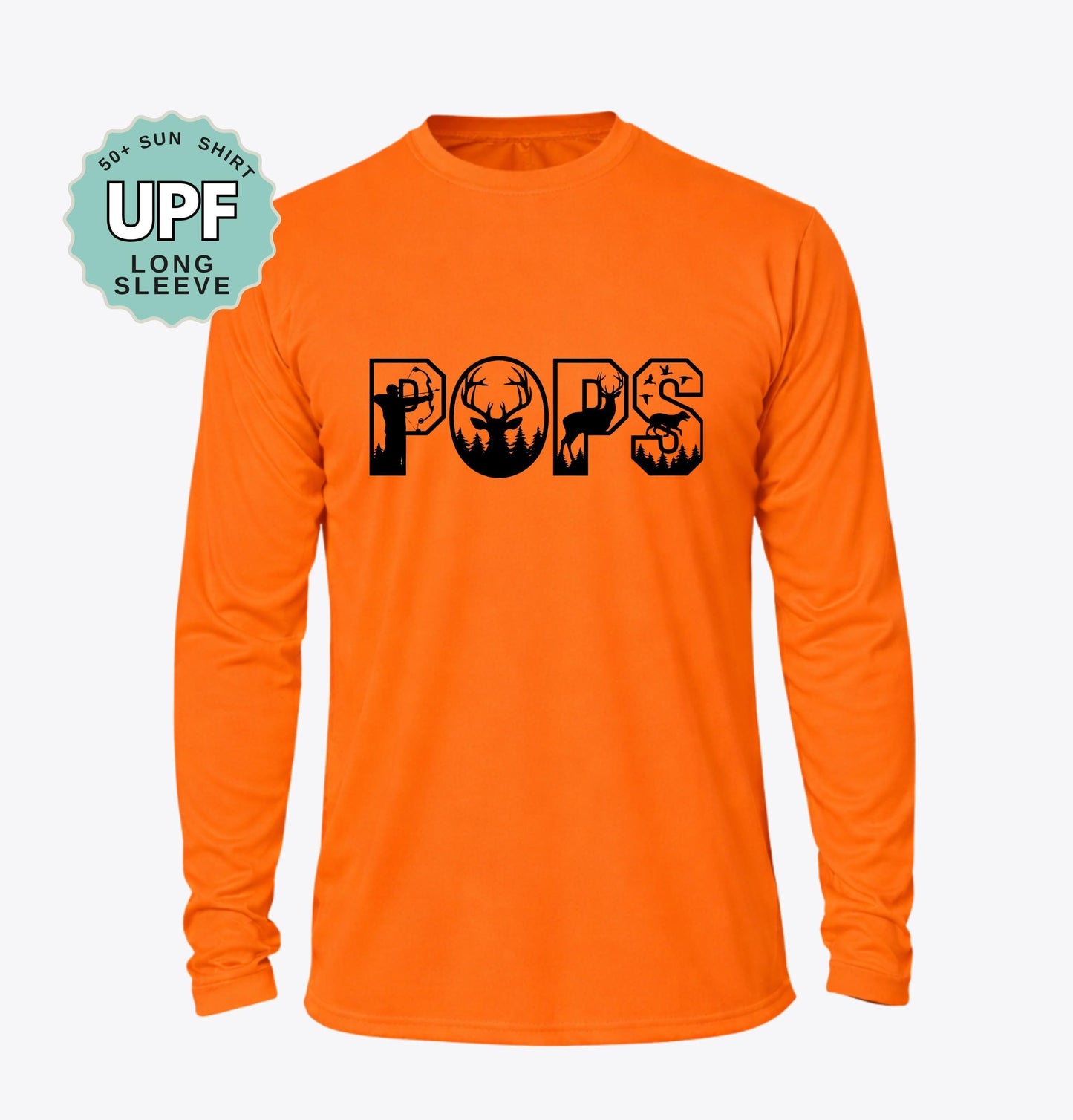 Pops Deer Hunter Shirt, UPF 50+ Long Sleeve Sun Shirt Dad Hunting