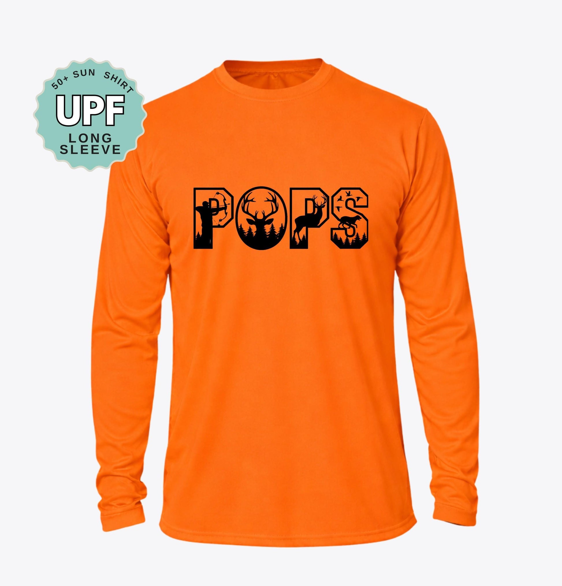 Pops Deer Hunter Shirt, UPF 50+ Long Sleeve Sun Shirt Dad Hunting