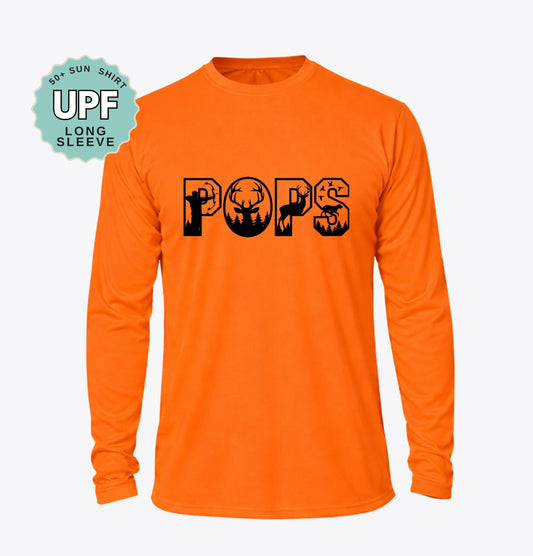 Pops Deer Hunter Shirt, UPF 50+ Long Sleeve Sun Shirt Dad Hunting