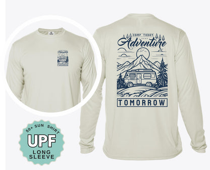 camp today adventure tomorrow upf 50 sun shirt outdoor camping hiking fishing womens performance shirt lightweight long sleeve tee