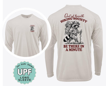 Out of Breath Hiking Society Sunshirt: UPF 50+ Moisture Wicking Long Sleeve Tee