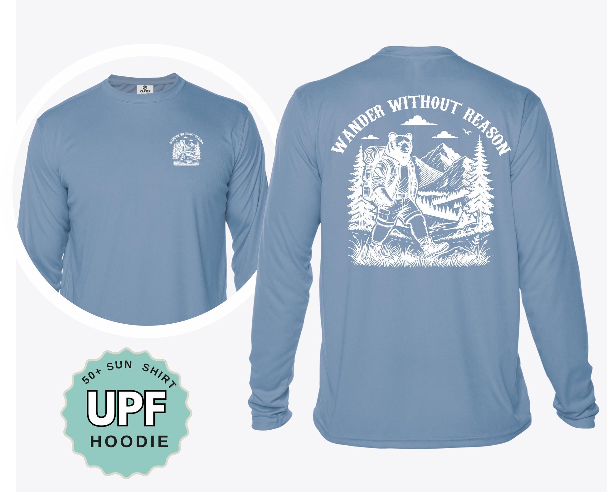 Wander Without Reason Bear Sunshirt: UPF 50+ Moisture Wicking Tee
