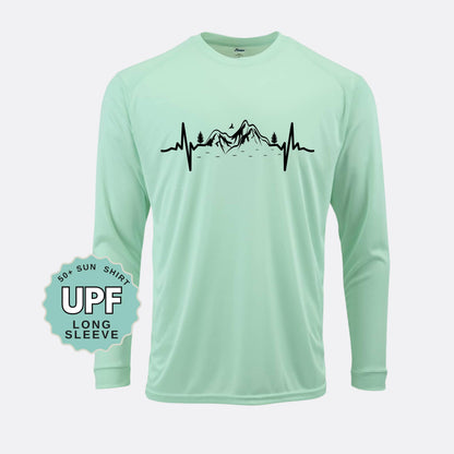 Mountains Heartbeat Sunshirt: UPF 50+ Moisture Wicking Hiking Tee