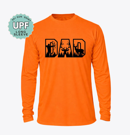 Dad Deer Hunter Shirt, UPF 50+ Long Sleeve Sun Tee, Moisture Wicking Performance Shirt for Outdoors, UV Protection, Hunting, Hunting Gift