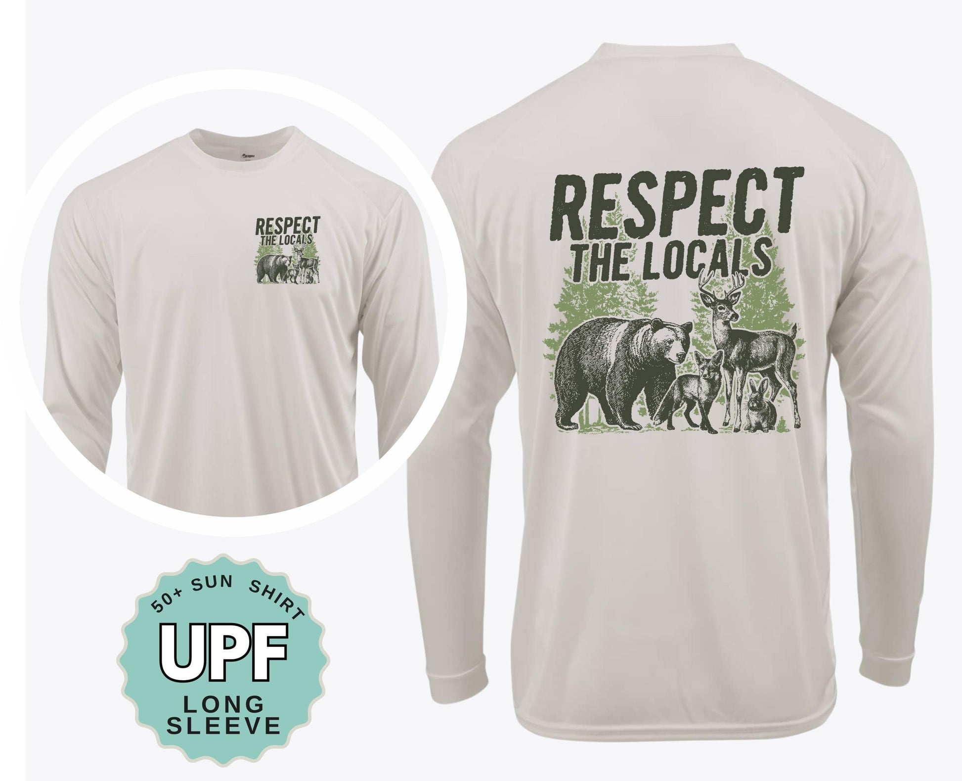 Respect the Locals Sunshirt UPF 50+ Moisture Wicking Long Sleeve UV Protection Shirt for Hiking Camping Outdoor Activewear
