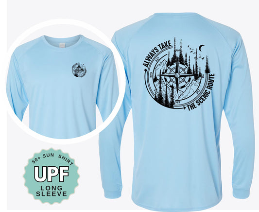 Always Take the Scenic Route Sunshirt: UPF 50+ Moisture Wicking Hiking Shirt