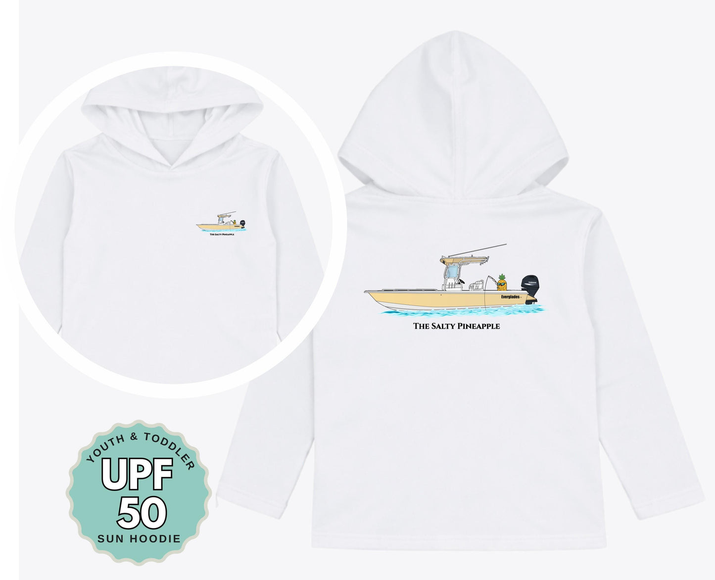 Custom Boat UPF 50 Hoodie Toddler Youth Long Sleeve Sun Shirt Boating