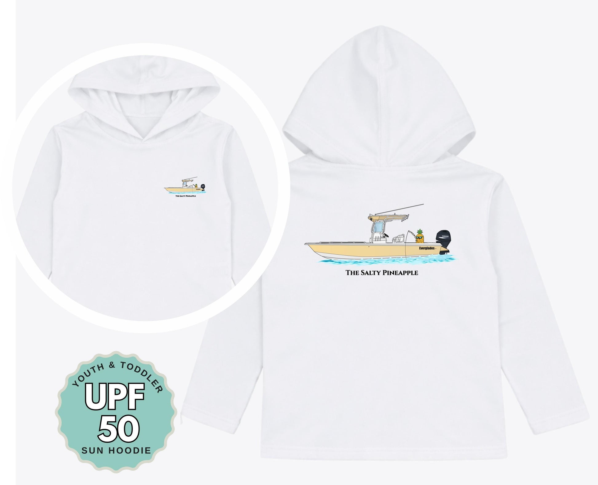Custom Boat UPF 50 Hoodie Toddler Youth Long Sleeve Sun Shirt Boating