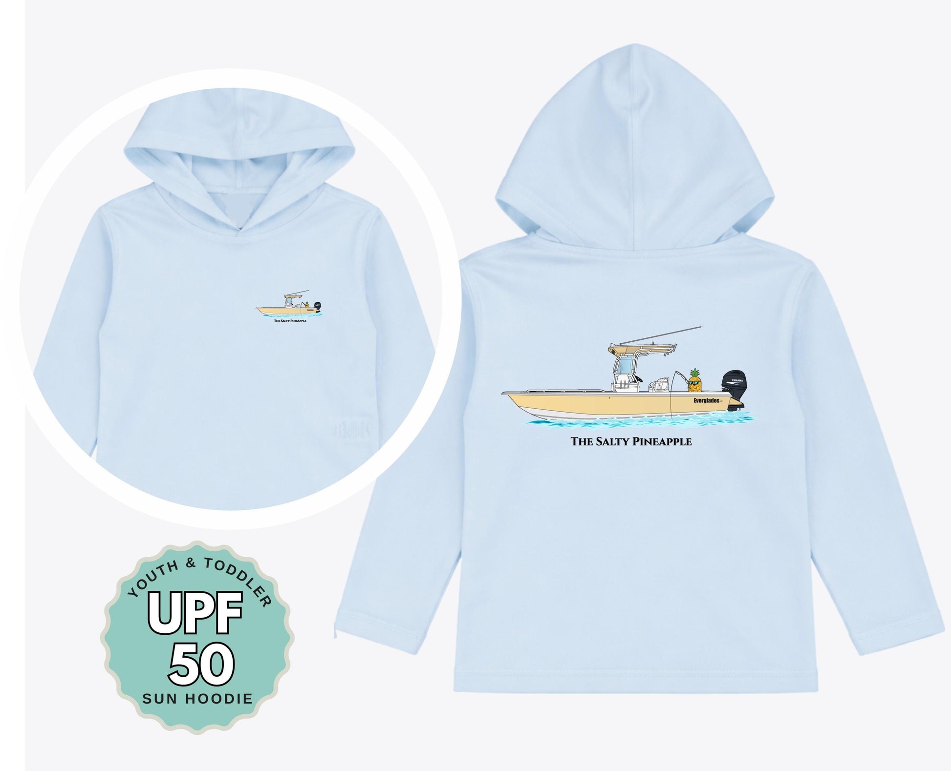 Custom Boat UPF 50 Hoodie Toddler Youth Long Sleeve Sun Shirt Boating