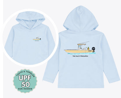 Custom Boat UPF 50 Hoodie Toddler Youth Long Sleeve Sun Shirt Boating
