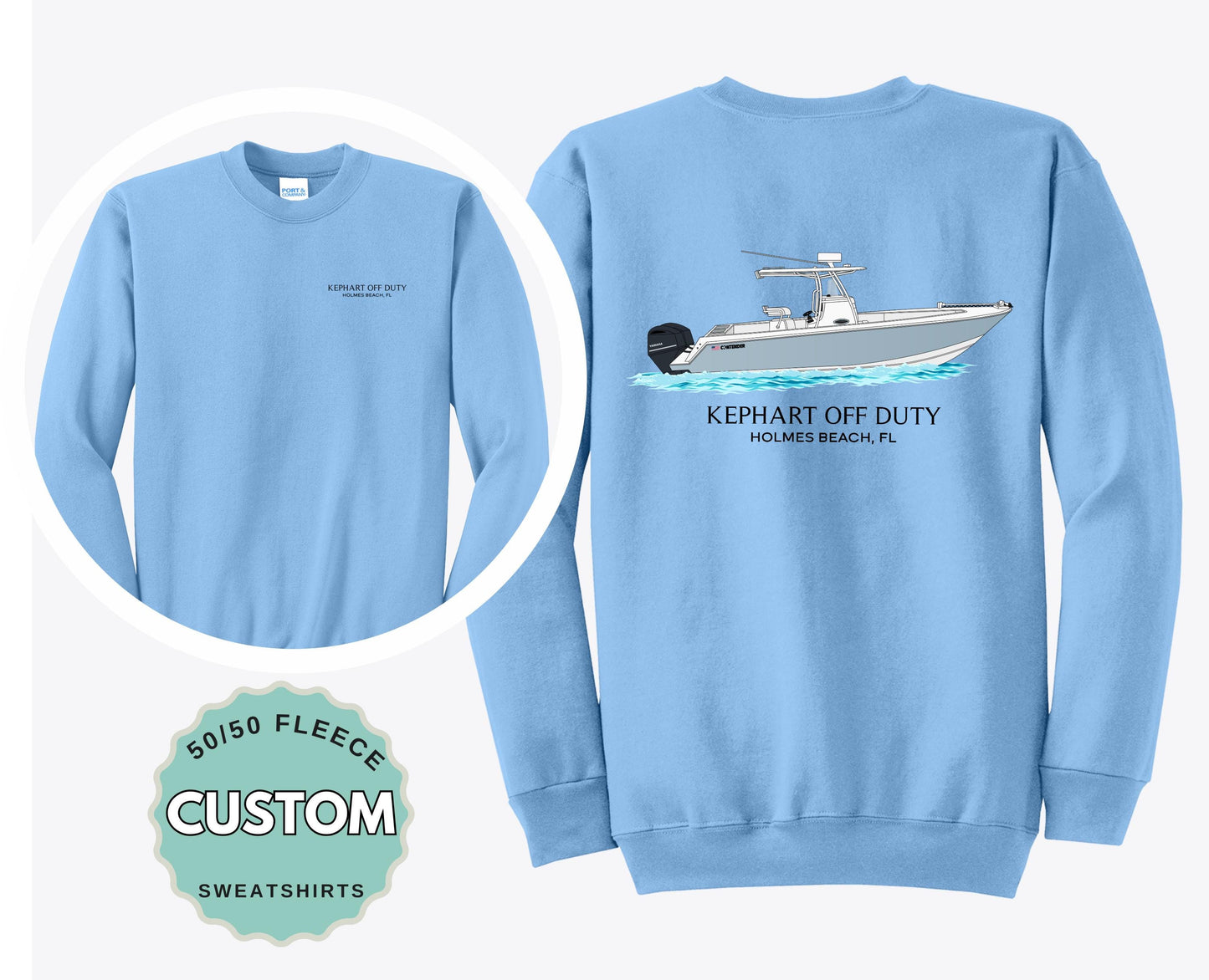 Custom Boat Sweatshirt Personalized Boat Name Logo