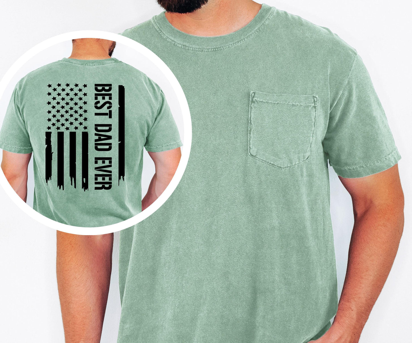 Best Dad Ever Shirt Pocket Tee Patriotic Gift for Dad