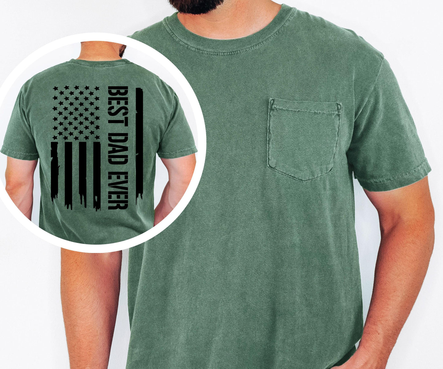 Best Dad Ever Shirt Pocket Tee Patriotic Gift for Dad