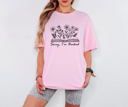 Sorry Im Booked Floral Book T-shirt