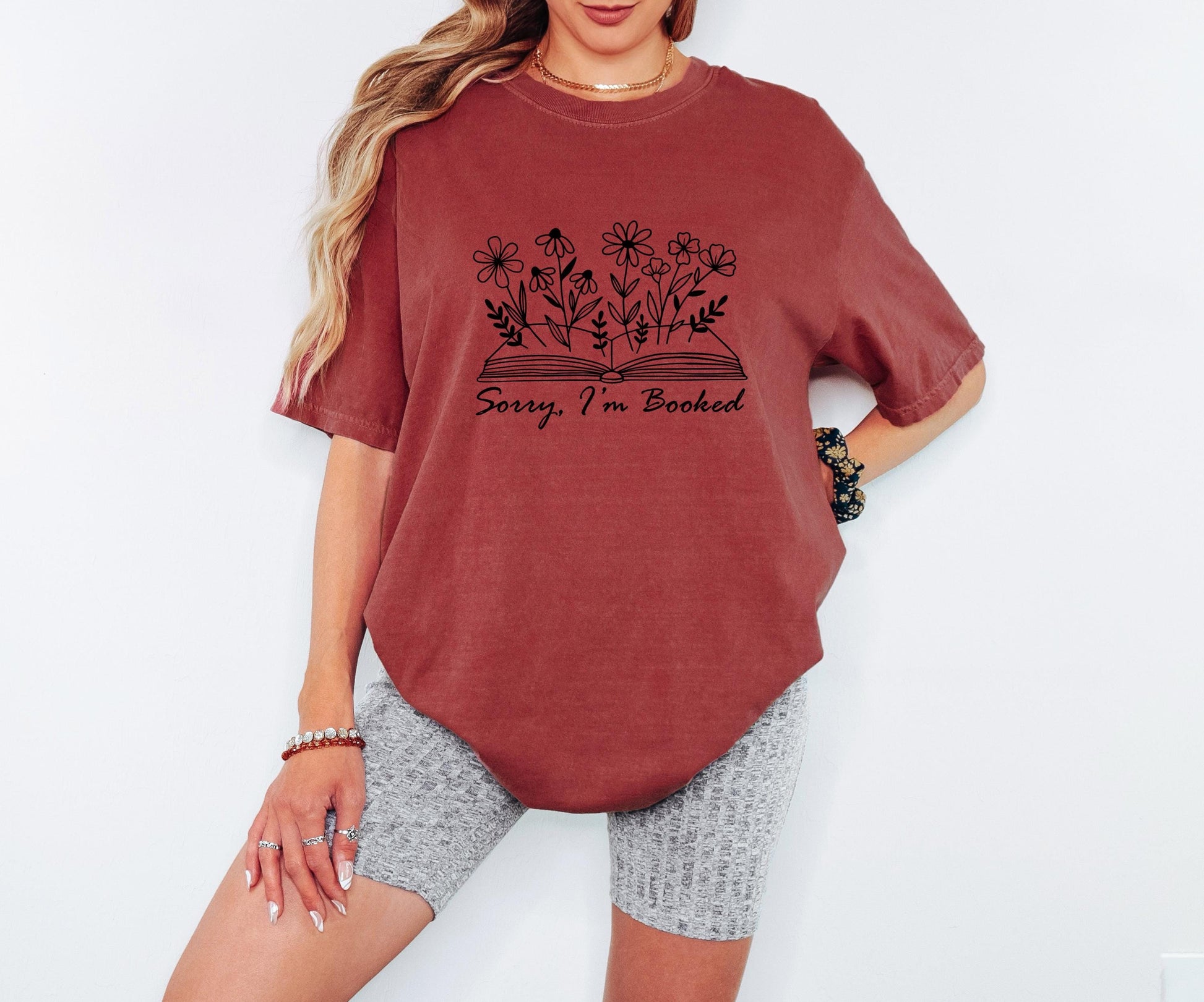 Sorry Im Booked Floral Book T-shirt