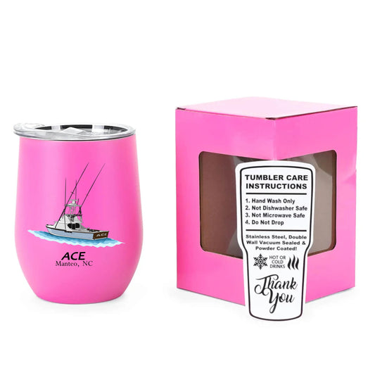 12 oz insulated wine tumbler custom logo boating cup stainless steel boat drinkware gift with lid