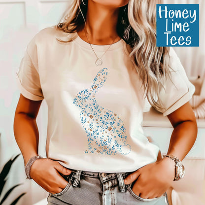 Floral Bunny T-Shirt: Womens Graphic T-shirt