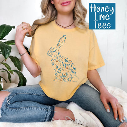 Floral Bunny T-Shirt: Womens Graphic T-shirt