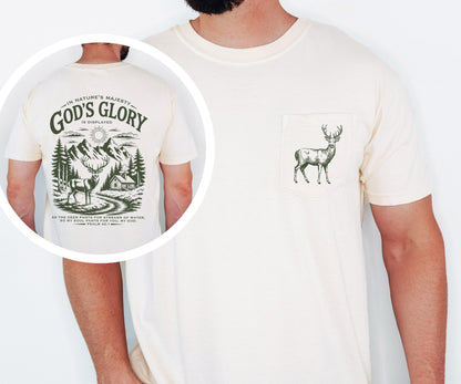 christian deer shirt comfort colors pocket tee god’s glory nature psalm 42 hunting shirt outdoor faith shirt cabin mountains scenic tee