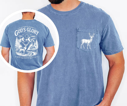 christian deer shirt comfort colors pocket tee god’s glory nature psalm 42 hunting shirt outdoor faith shirt cabin mountains scenic tee
