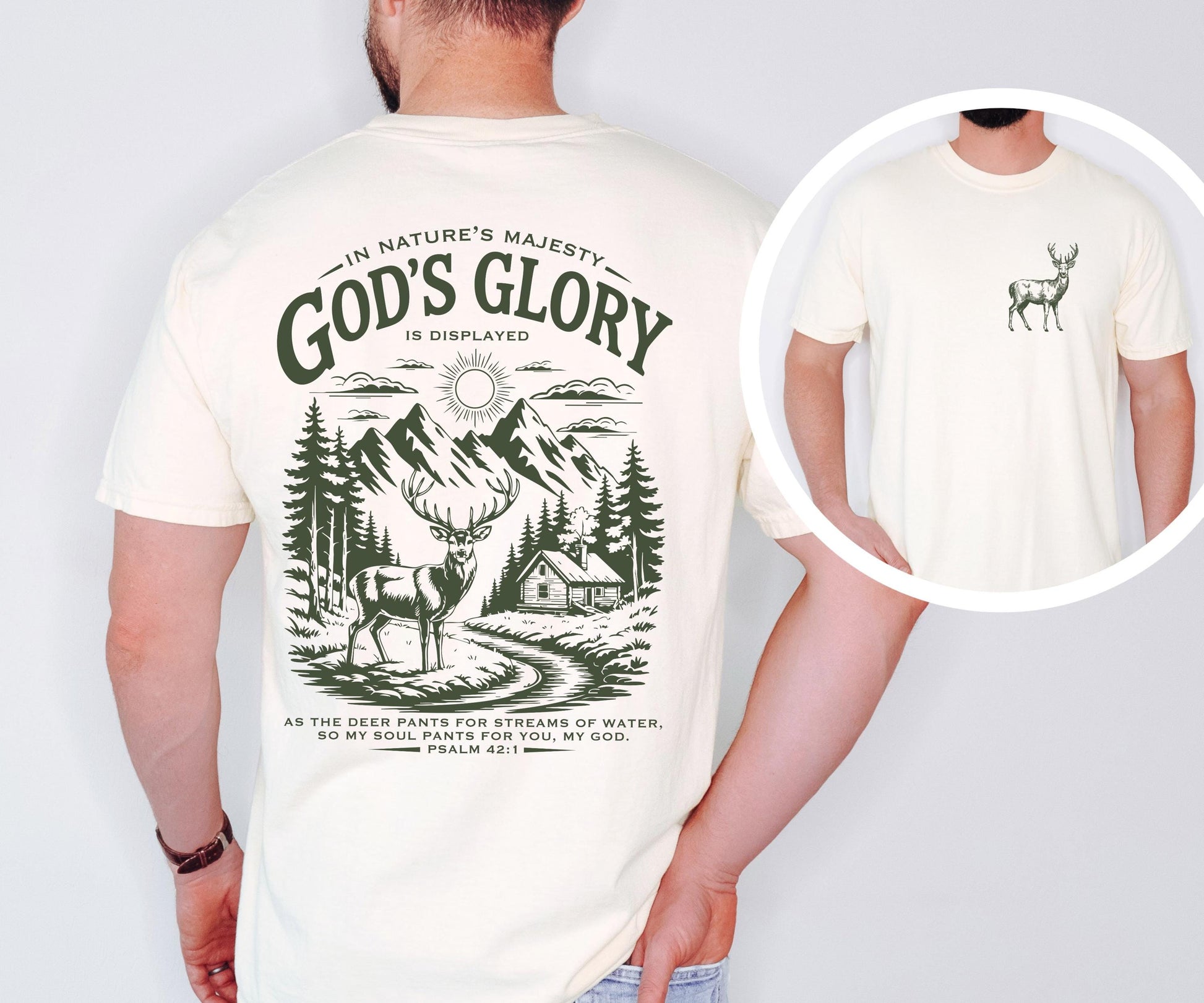 Christian Deer Shirt – Psalm 42:1 Nature Scene Comfort Colors Tee
