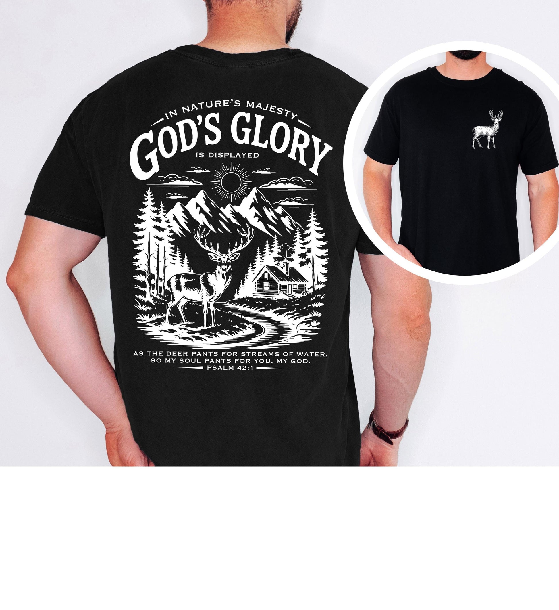 Christian Deer Shirt – Psalm 42:1 Nature Scene Comfort Colors Tee