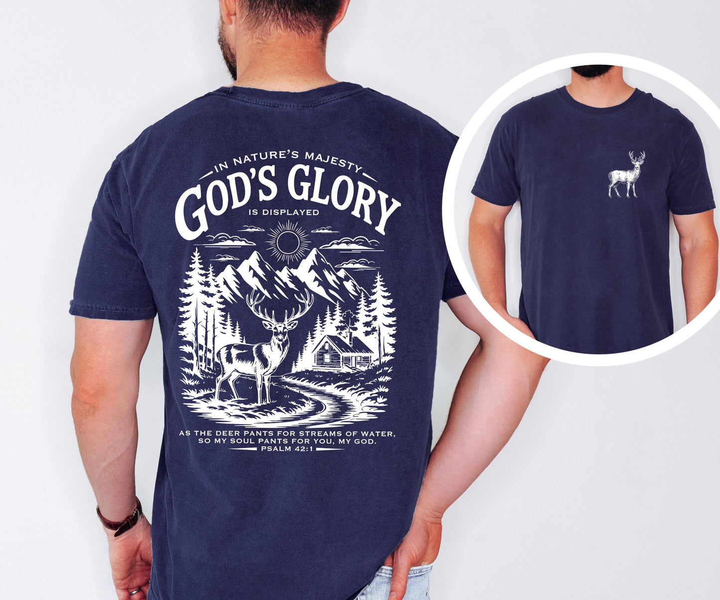 Christian Deer Shirt – Psalm 42:1 Nature Scene Comfort Colors Tee