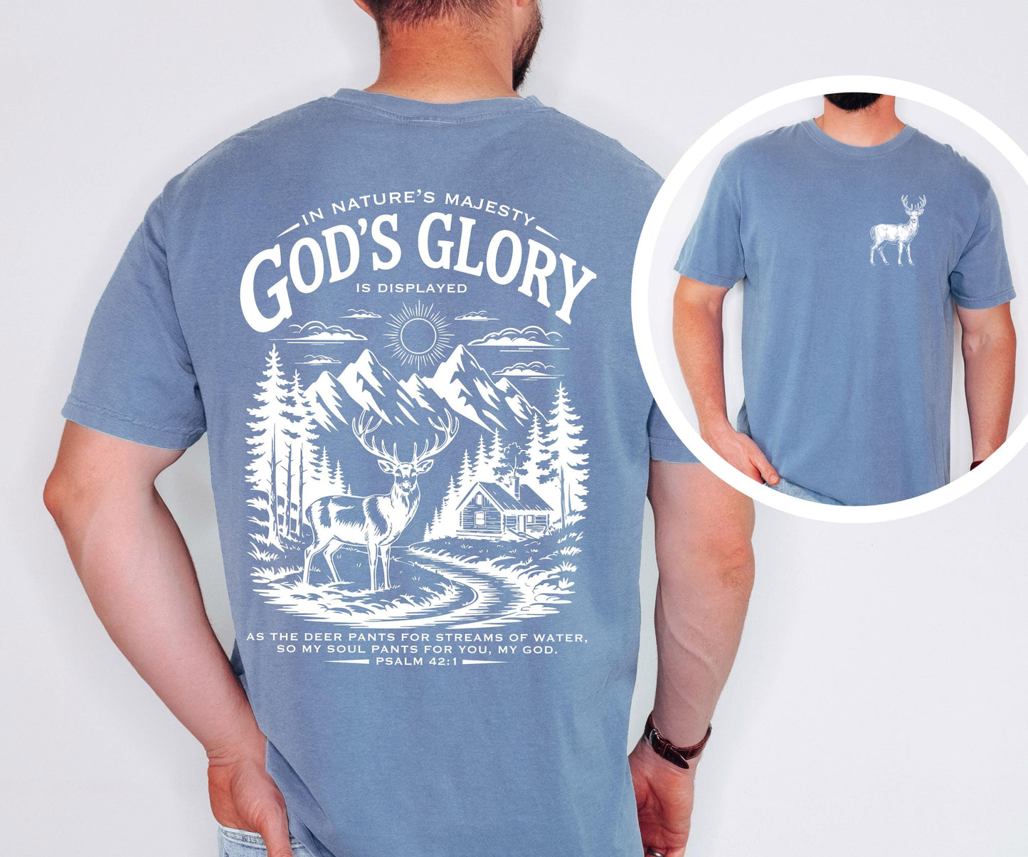 Christian Deer Shirt – Psalm 42:1 Nature Scene Comfort Colors Tee