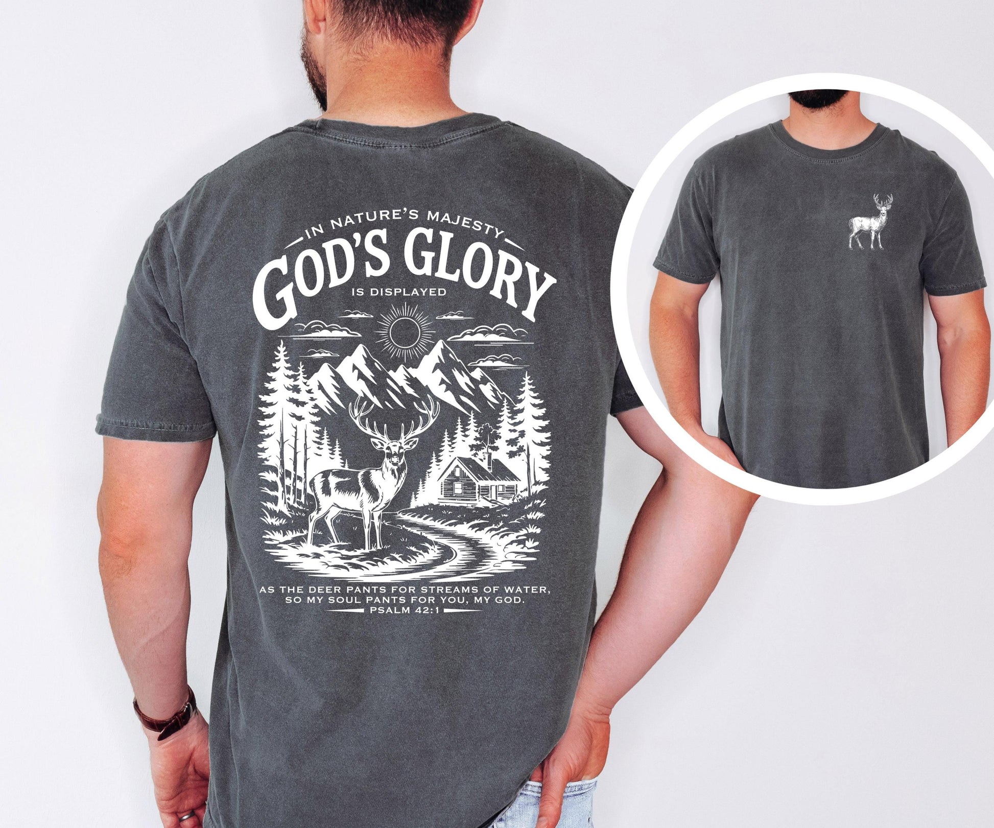 Christian Deer Shirt – Psalm 42:1 Nature Scene Comfort Colors Tee