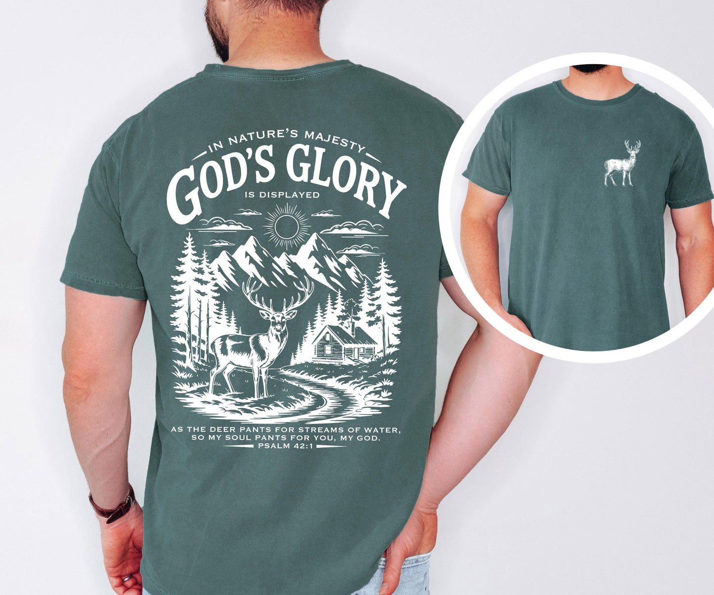 Christian Deer Shirt – Psalm 42:1 Nature Scene Comfort Colors Tee