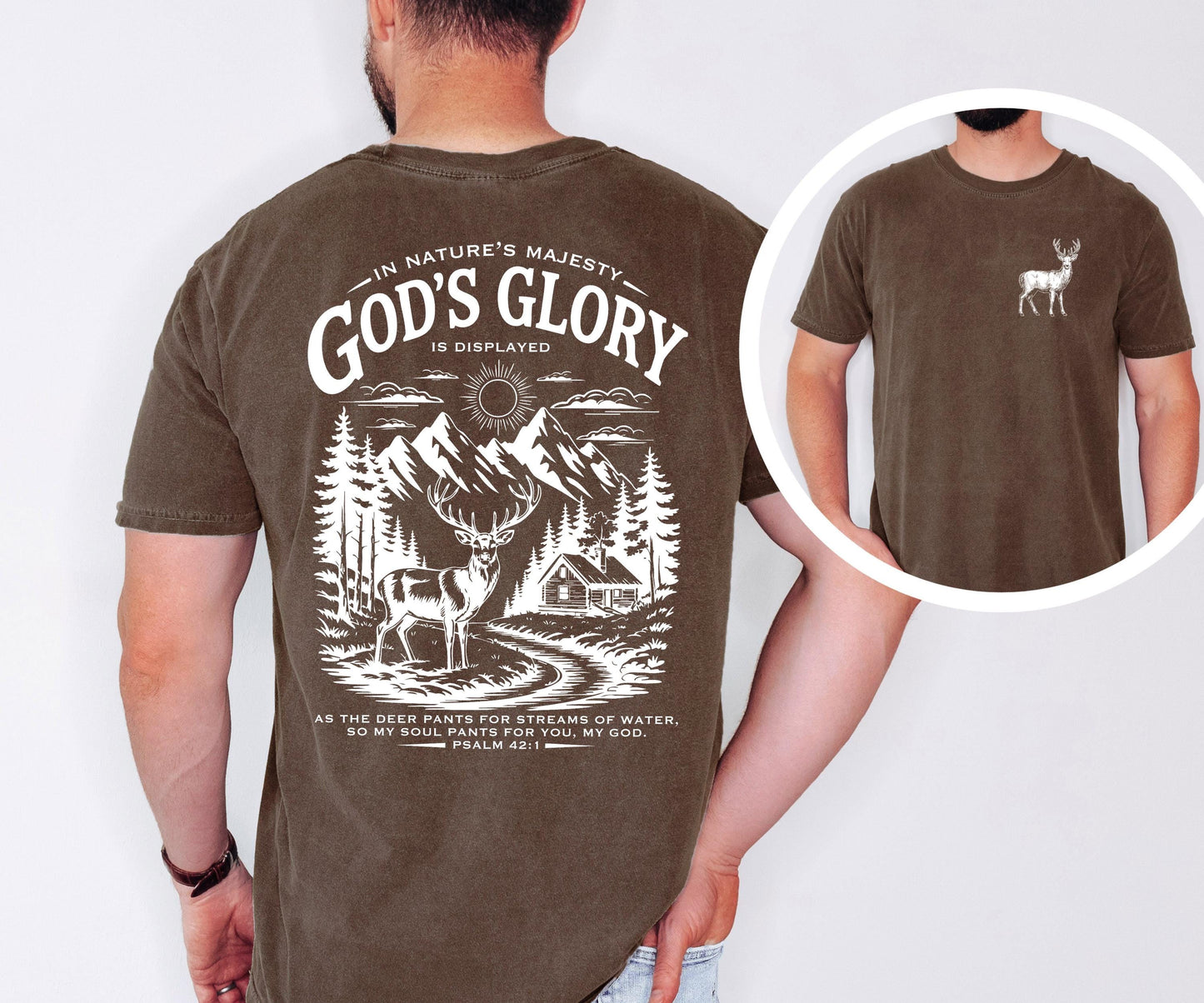 Christian Deer Shirt – Psalm 42:1 Nature Scene Comfort Colors Tee