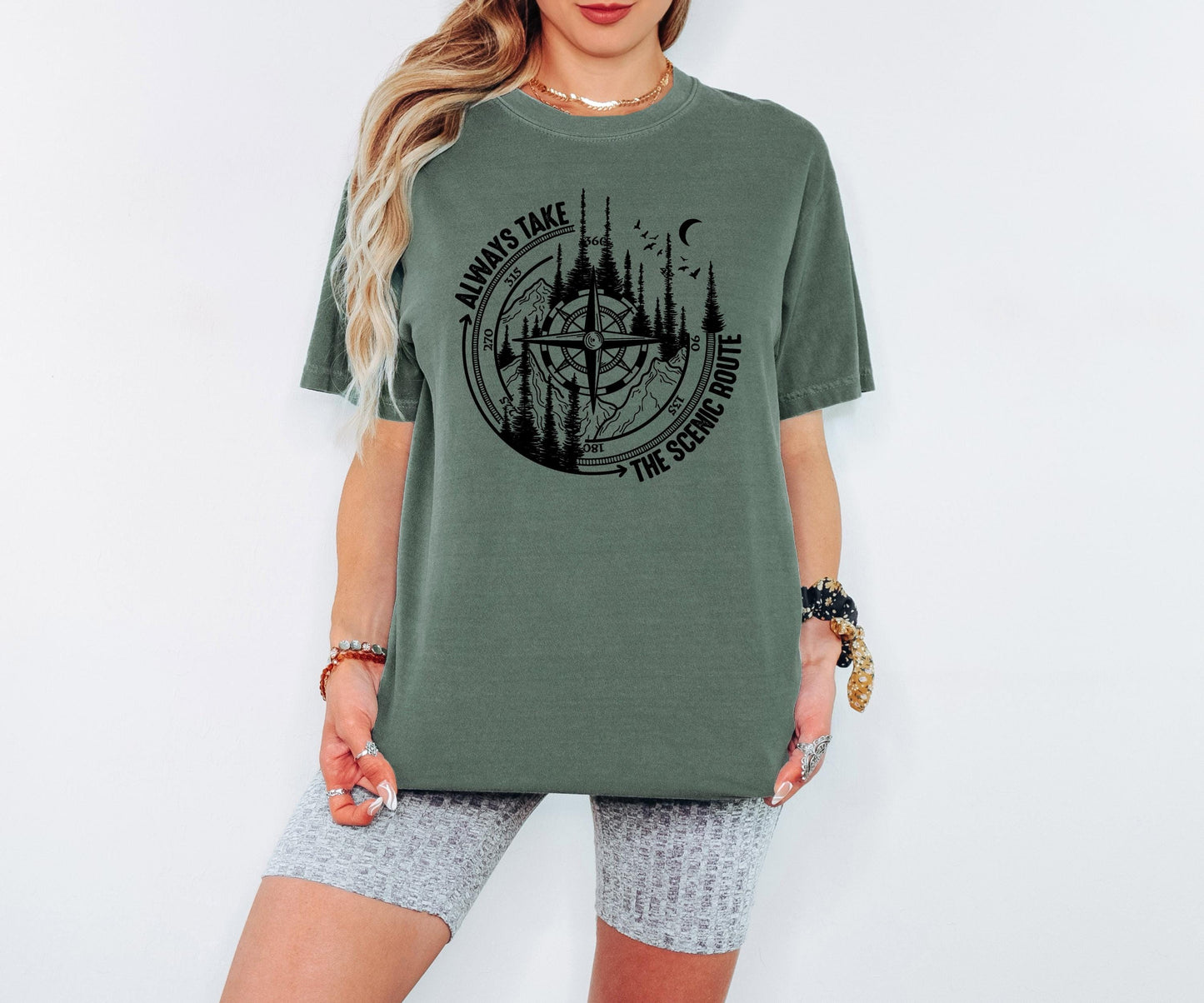 Always Take the Scenic Route Shirt Hiking Nature Outdoor Quote T Shirt