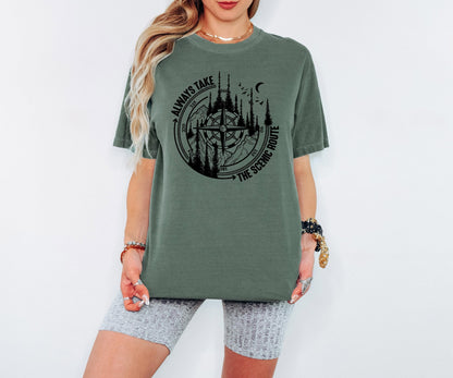 Always Take the Scenic Route Shirt Hiking Nature Outdoor Quote T Shirt