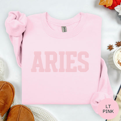 PINK Aries Zodiac Puff Print Sweatshirt T-shirt Hoodie Birthday Astrology Top