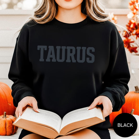 BLACK Taurus Zodiac Puff Print Sweatshirt T-shirt Hoodie Birthday Astrology Top