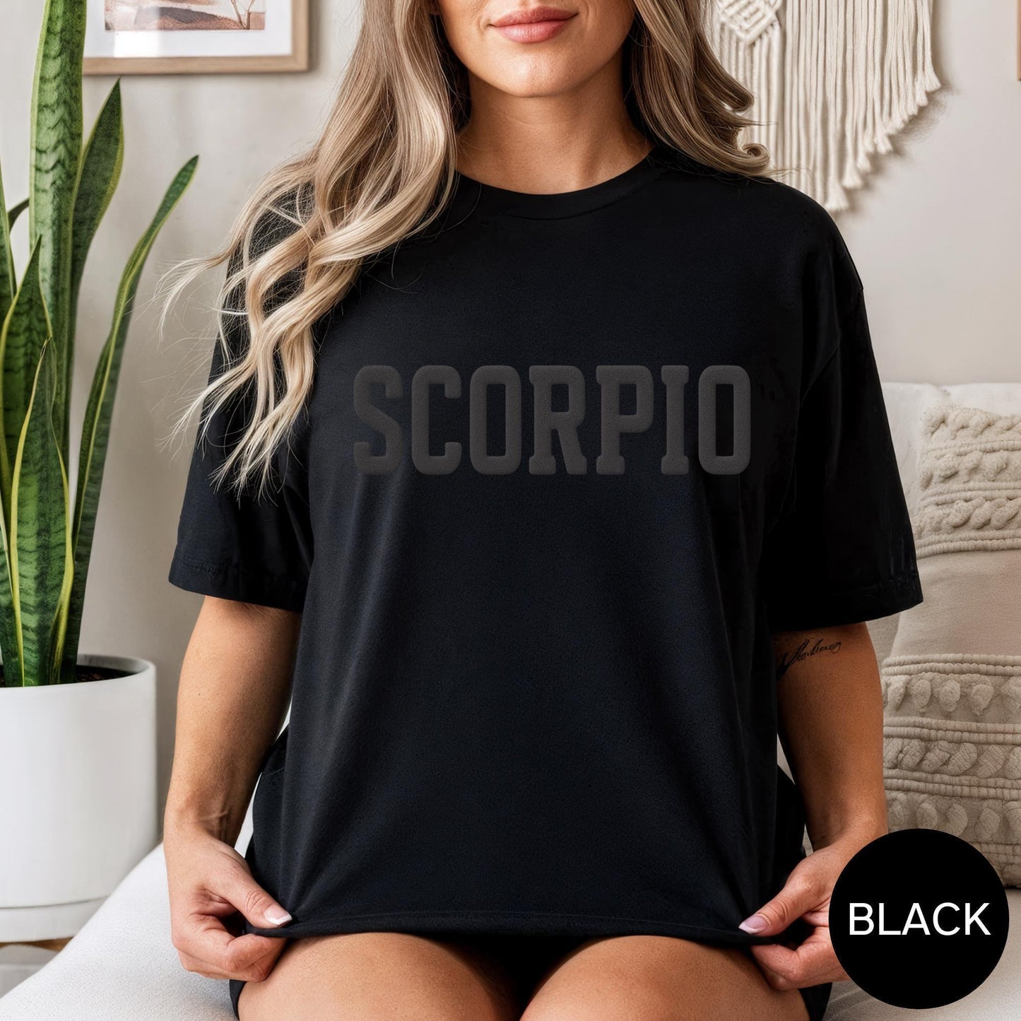 BLACK Scorpio Zodiac Puff Print Sweatshirt T-shirt Hoodie Birthday Astrology Top