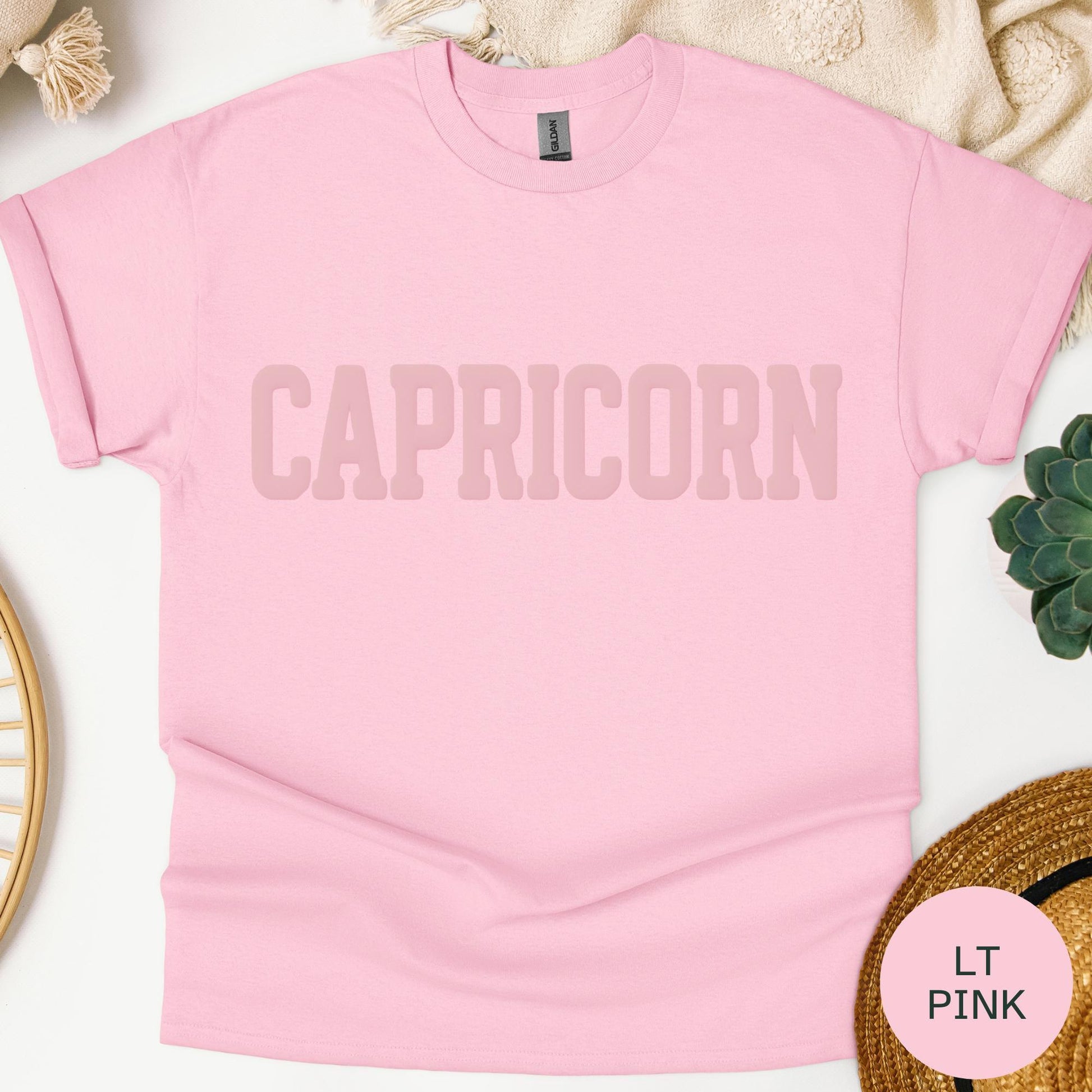 PINK Capricorn Zodiac Puff Print Sweatshirt T-shirt Hoodie Birthday Astrology Top