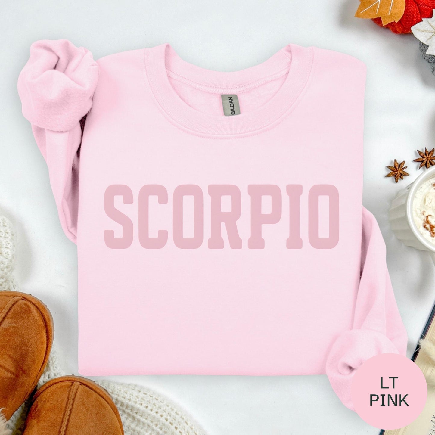 PINK Zodiac Puff Print Sweatshirt Birthday Gift Astrology Top