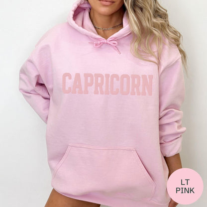 PINK Zodiac Puff Print Birthday Horoscope Hoodie You Choose