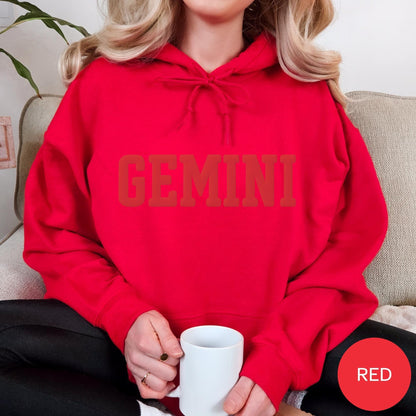 RED Gemini Zodiac Puff Print Sweatshirt T-shirt Hoodie Birthday Astrology Top