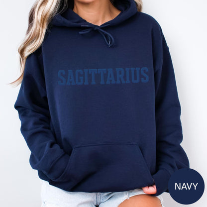 NAVY Sagittarius Zodiac Puff Print Birthday Horoscope Top T-Shirt, Sweatshirt, Hoodie You Choose
