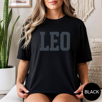 Black Zodiac Puff Print Birthday Horoscope T-Shirt,You Choose