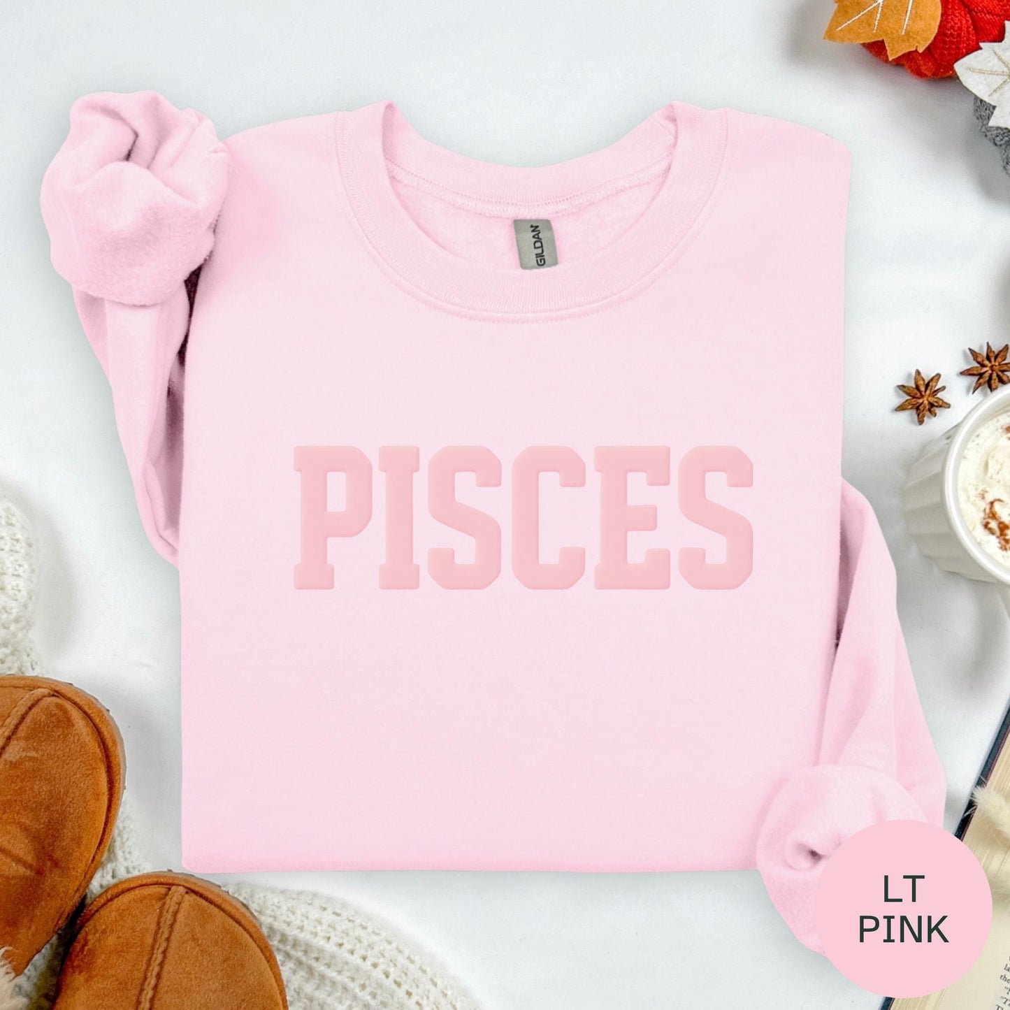 PINK Pisces Zodiac Puff Print Sweatshirt T-shirt Hoodie Birthday Astrology Top