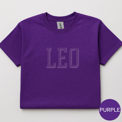 PURPLE Leo Zodiac Puff Print Birthday Horoscope Top T-Shirt, Sweatshirt, Hoodie You Choose