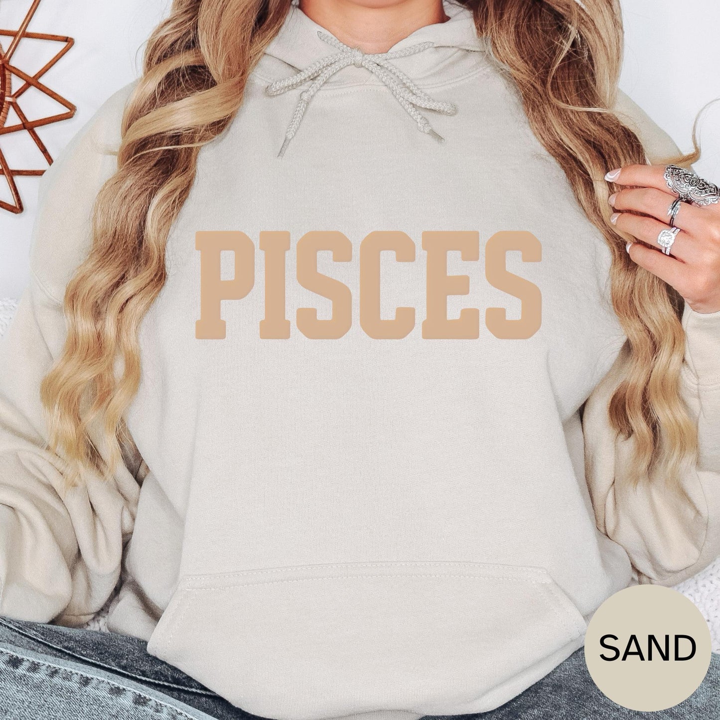 SAND Pisces Zodiac Puff Print Sweatshirt T-shirt Hoodie Birthday Astrology Top