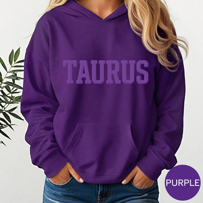 PURPLE Taurus Zodiac Puff Print Sweatshirt T-shirt Hoodie Birthday Astrology Top