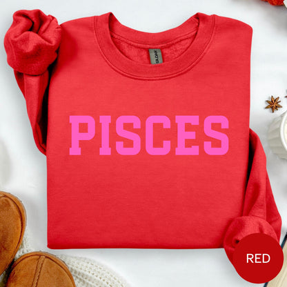 PISCES Zodiac Puff Print SWEATSHIRT Birthday Horoscope