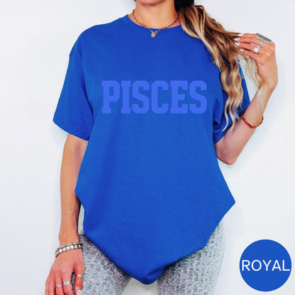 PISCES Zodiac Puff Print T-SHIRT Birthday Horoscope Gift